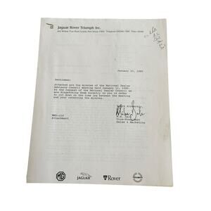 1980 Jaguar MG Rover National Dealer Advisory Council Meeting Minutes Copy